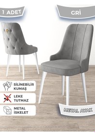Resim Canisa Newa Serisi, 1.sınıf Babyface Kumaş Beyaz Metal Ayaklı, 1 Adet Cappucino Sandalye Gold Halkalı Sandalye Cappucino Ayaklar Beyaz 