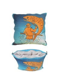 Resim Balıkçı Olta Baskılı Battaniyeli Yastık Opsiyonel Kırlent (542810230) 