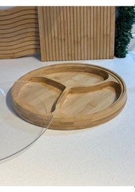 Resim Morponi 3 Bölmeli Akrilik Kapaklı Bambu Çerezlik & Kahvaltılık 28 Cm Alg Bambu 