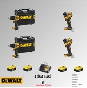 Resim Dewalt DCD805NT + DCD805NT + DCF850N + DCF850N 4 Adet 5 Amper Akü + Şarj Aleti Set 