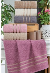 Resim 6lı El Havlu Seti 50x85 Bakır Kahverengi-bej-mor-pudra-a.kahve-mürdüm Kahverengi-bej-mor-pudra-a.kahve-mürdüm 