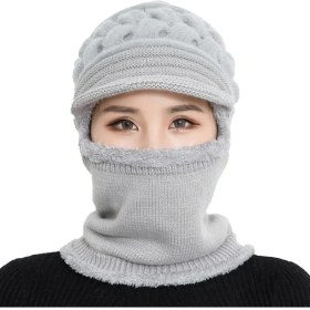 Resim Chaoduo Shop No.9 Tarzı Mercan Polar Kış Şapka Kasketleri Kadın Eşarp Kadınlar Için Sıcak Nefes Yün Örme Şapka Çift Katmanlar Koruma Kapakları (Yurt Dışından) 