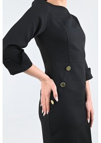 Resim Koza Butik Kadın Düğme Detaylı Elbise 5202-24 001 