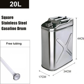 Resim BİTERSE Paslanmaz Çelik Benzin Bidonu Taşınabilir Yakıt Tankı Metal Benzin Bidonu 20 Lt 