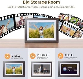 Resim 32 GB bellek ve 1280 x 800 IPS HD dokunmatik ekranlı 10,1 inç WiFi dijital fotoğraf çerçevesi. Frameo uygulaması üzerinden fotoğraf veya video paylaşın, Coffee 