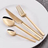 Resim Jumbo 1800 Titanyum Gold 24 Parça 6 Kişilik Tatlı Çatal Kaşık Bıçak Seti 