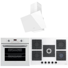 Resim LANOVA İnci 3206W01 - G17402-105 - 3220W6 5'li Kare Beyaz Cam Ankastre Set 