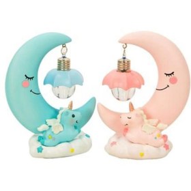 Resim Genel Markalar Dekoratif Ay Dede Ve Minik Unicorn Temalı Masa Lambası Ve Biblo 