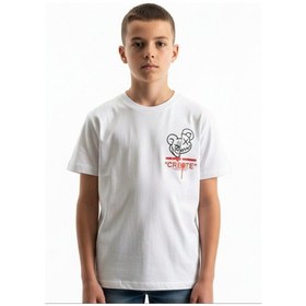 Resim Toontoy Kids Toontoy Erkek Çocuk Bisiklet Yaka Kısa Kollu Baskılı Tişört 24993 Beyaz 