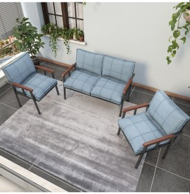 Resim Mygusi Modern'' Metal Kanepe Koltuk Takımı - 2 1 1 Turkuaz 