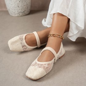 Resim Şık Tatlı Stil Kadınlar için Kayma Önleyici Loafers - Yumuşak Kauçuk Taban, Kare Burun, Nefes Alabilen Kumaş Üst, Tüm Mevsim Konforu, Beyaz Dantel Detayları, Çok Yönlü Günlük ve Resmi Ayakkabılar, Bayanlar Ayakkabıları 