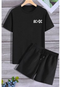 Resim Acdc Şort T-shirt Eşofman Takımı Siyah 