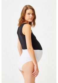 Resim Cottonhill Beyaz Pamuklu Yüksek Bel Hamile Bikini Külot Beyaz 