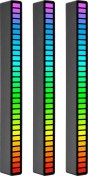 Resim Yuntech01 3'lü Siyah Rgb Sesli Ritm Lambası - 18 Renk Modu, Akıllı Gürültü Engelleme, 4 Seviye Parlaklık, 32 Led Işık Demeti, Type-c Usb 