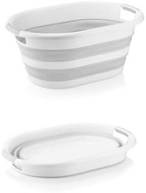 Resim Intekcity Tiny Mini Art Katlanabilir Çamaşır Sepeti (Mega 38’Lt) & Silikon Akordiyon Kova (12,8'Lt) 2'Li Set 