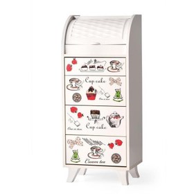 Resim Reyo Çekmeceli Latte Desenli Mutfak Kiler Dolabı Ekmeklik 