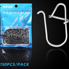 Resim Balık Tutma Amaçlı 150 Adet Poşetli Paslanmaz Çelik Kabak Şeklinde İğne, Hızlı Bağlantı Elemanları, Yem ve Sert Yemler İçin Küçük Aksesuarlar, Gelişmiş Klipsler ve Tokalar. 
