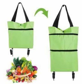 Resim Boskord Katlanabilir Tekerlekli Pazar Market Çarşı Arabası Market Alışveriş Çantası 