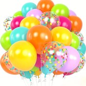 Resim 51 adet Renkli Lateks Balon Doğum Günü Parti Süsleri, Bahçe, Plaj, İç ve Dış Mekan Etkinlikleri için Tropikal Tema Malzemeleri, Doğum Günleri, Mezuniyetler, Cinsiyet Açıklamaları için Uygun 