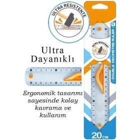 Resim Dayanıklı Cetvel Takımı 20 Cm 1 Paket Plastik Cetvel Gönye İletki Şeffaf Geometri Takımı Çizim Seti 3 Parça Okul 