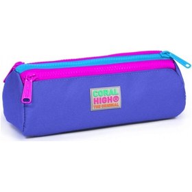 Resim Coral High Pembe-Mor Üç Bölmeli Kalem Çantası -Kız Çocuk 