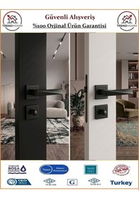 Resim Trendhomm Prizma Rozetli İç Kapı Kolu - Mat Siyah - Wc Banyo 