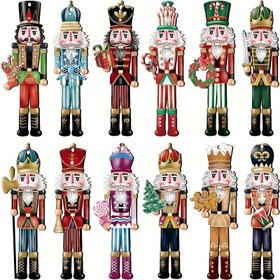 Resim 12 adet Yeni Noel Ahşap Süs Ahşap Asılı Süsler Ceviz Klipsi Dekoratif Ahşap Asılı Parti Süsleri 