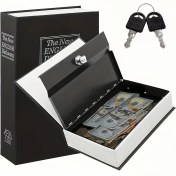 Resim 1 Adet Güvenli Kitap Stili Anahtarlı Kasa - Nakit, Mücevher & Değerli Eşyalar İçin Gizli Bölme - Siyah & Beyaz, 7.28x4.72x2.16in, Dayanıklı Demir Yapı 
