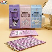 Resim 12'li Premium Çizgi Film Temalı Ahşap Renkli Kalem Seti - Ergonomik 0.7mm HB Çizim ve Çizim Kalemleri Öğrenciler için, Doğum Günü veya Tatil Hediyesi, Doodle ve Renklendirme için Sanat Malzemeleri 