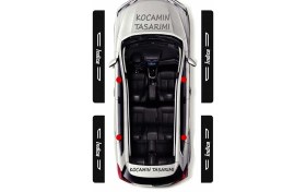 Resim Tata Indica Siyah Karbon Kapı Koruma Yazılı Dekoratif Kapı Eşiği Beyaz Indica Yazılı 4 Parça Tata Indica Özel 