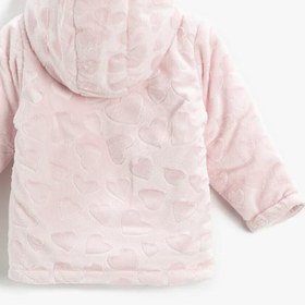 Resim Erkek Bebek Peluş Mont Kapüşonlu Aplike Detaylı Pamuklu 