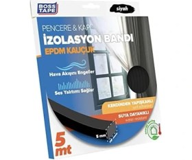 Resim Nacario Epdm Kauçuk Pencere Kapi Izolasyon Bandi, 5mm x 15MM x 5mt Boyut, Siyah 