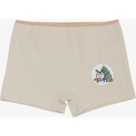 Resim Breeze Kız Çocuk Boxer Yılbaşı Temalı Penguen Baskılı 5-11 Yaş, Bej-bej Bej 