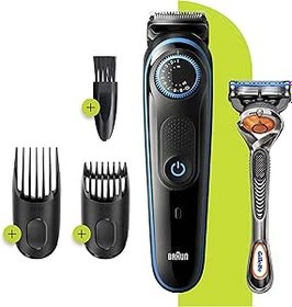 Resim Braun BT 5240 Saç&Sakal Şekillendirici, AutoSense Teknoloji, Kablosuz, Yıkanabilir, Kuru Kullanım + Gillette Hediye, Siyah/Mavi 