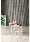 Resim Arpelia Arpelia Üçlü Zigon Sehpa 50 x 40 CM Beyaz - Atlantik Çam 