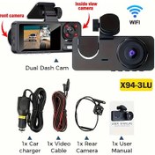 Resim 3 Kanal Araç Kamerası 1080 P Hd Video Kaydedici Araba Dvr Ön İç Dönebilen Ve 32g X94-wıfı-3cam 