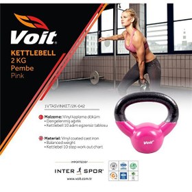 Resim Voit Vinyl 2 KG Pembe Kettlebell 