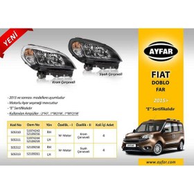 Resim AYFAR FAR MOTORLU SİYAH ÇERÇEVELİ SOL FIAT DOBLO 15 GNZRZ 