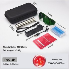 Resim Reedark Kırmızı Işık El Feneri 3 Led 630+660+850nm Entegre Enjektör Seti, Dış Mekan Ve Acil Durumlar İçin Dayanıklı Inframerahat Aydınlatma Cihazı 