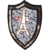 Resim Aplike Ütü Ile Yapışan Taşlı Eyfel Kulesi Beyaz Arma 6 cm 