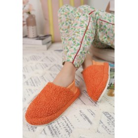 Resim Behtah Kundura Arkası Lastikli Ultra Hafif Rahat Panduf Kadın Ev Botu Ev Ayakkabısı Sıcak Tutan Kıvırcık 