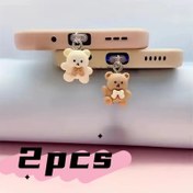 Resim 2 adet cep telefonu toz geçirmez tıpa Çiftler serisi karikatür ayı Aşk hikayesi Cep telefonu toz geçirmez dekoratif tıkacı, 3 boyutlu ayı desenli, iPhone/Type-C Android arayüzü için uygun, bağlantı noktasına toz ve kir girmesini önlemek için 