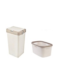 Resim Geseus Motek Tekli 40 Lt Kirli Çamaşır Sepeti+çamaşır Selesi Ikili Set, Çeyiz Seti Kahve+krem Kahverengi - Krem 