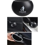 Resim Arac Ici Tasinabilir Araba Cop Kutusu Yuvarlak Siyah 