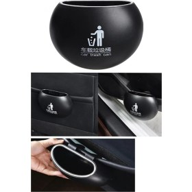 Resim Arac Ici Tasinabilir Araba Cop Kutusu Yuvarlak Siyah 