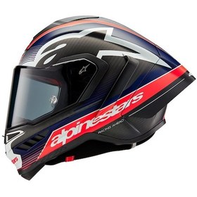 Resim Alpinestars Supertech R10 Carbon Team Spor Motosiklet Kaskı Mat Siyah Kırmızı Beyaz 