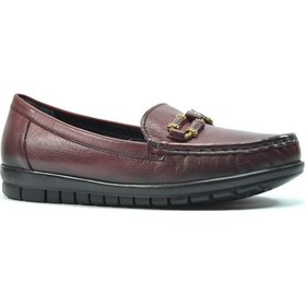 Resim Ernas 203 Hakiki Deri Bordo Ortopedik Günlük Kadın Ayakkabı Bordo-36 Bordo 