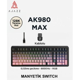 Resim CoverZone Kablolu Mekanik Oyun Klavyesi 8000Hz-Rapid Trigger-Dks-Tkl | Ajazz AK980 Max He 