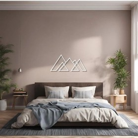 Resim Lazer Kesim Metal Duvar Dekoru Çizgisel Dağ Linear Mountain Metal Duvar Tablosu Doğal 