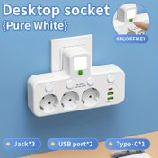Resim 3 Prizli, 2 USB Girişli ve 1 Type-C Şarj Portlu, Bağımsız Anahtarlı ve Gece Lambalı Priz - Ev, Yurt, Ofis, Seyahat İçin İdeal - Siyah/Beyaz 
